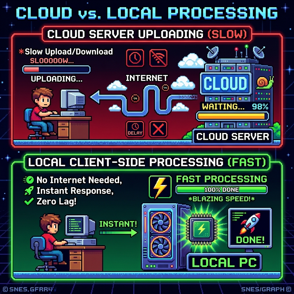 Cloud Upload vs Local Processing Diagram