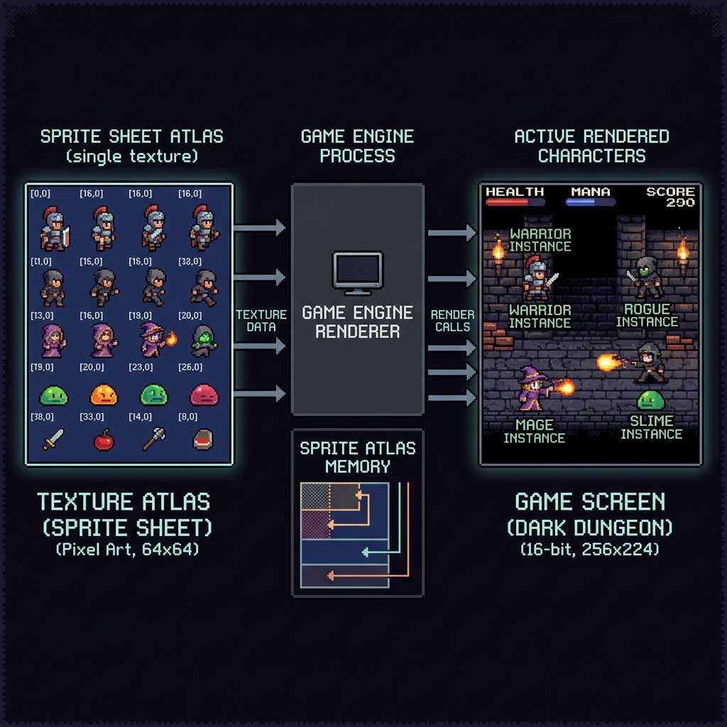 Game Engine Rendering Sprite Sheets Diagram